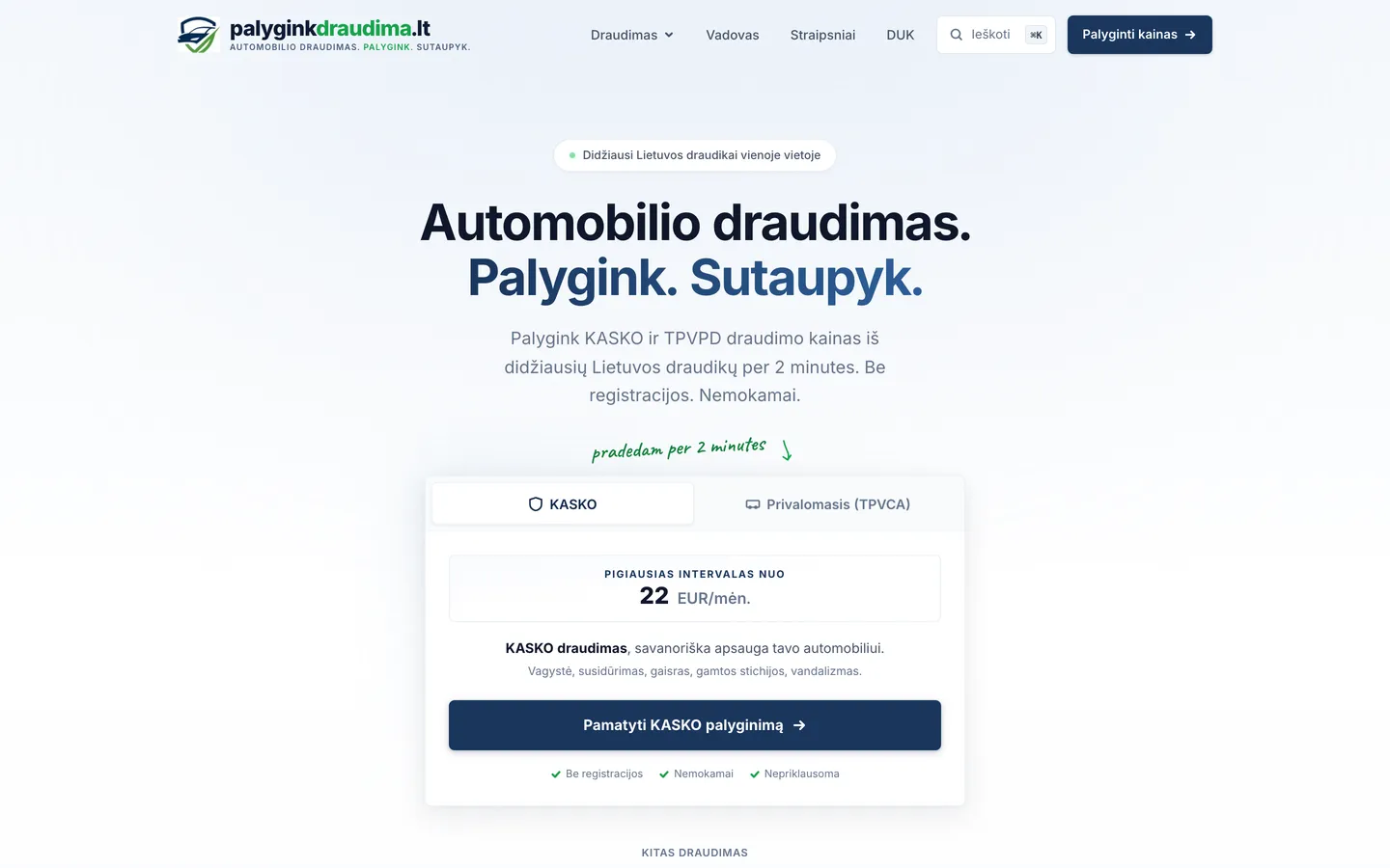 PalyginkDraudima.lt pagrindinis puslapis darbalaukyje